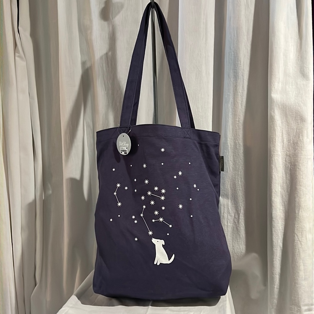 Pet Shop navy tote with celestial dog design - NWT